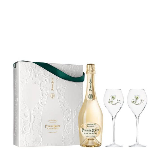 Blanc de Blancs mit 2 Gläsern, Champagne, Frankreich - 