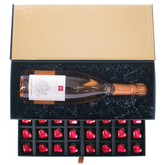 Geschenkbox mit Käfer Crémant Rosé und Pralinen