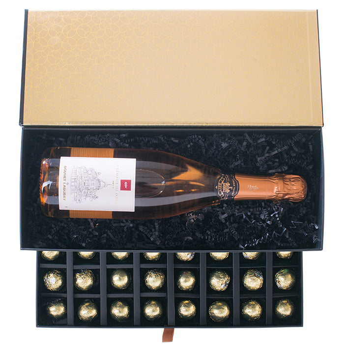 Geschenkbox mit Käfer Crémant Rosé und Pralinen - 