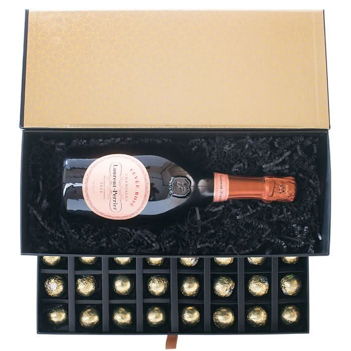 Geschenkbox mit Laurent - Perrier Rosé Brut und Pralinen - 